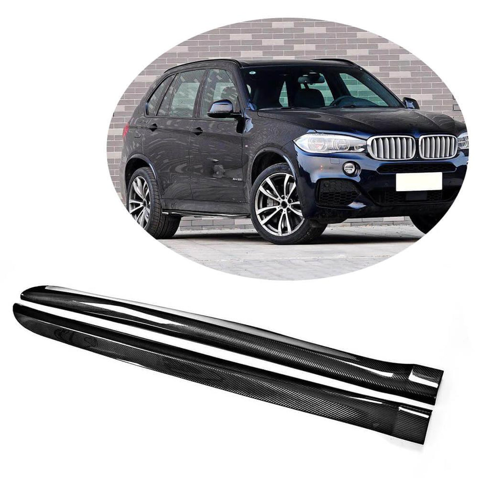 For BMW X5 F15 M Sport Dry Carbon Fiber Side Skirts Door Rocker Panels Extension Lip