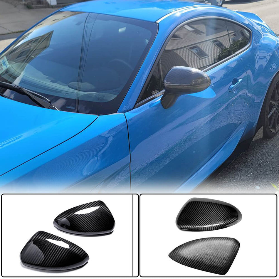 For Subaru BRZ Toyota GR86 Dry Carbon Fiber Add-on Side Mirror Cover Caps Pair