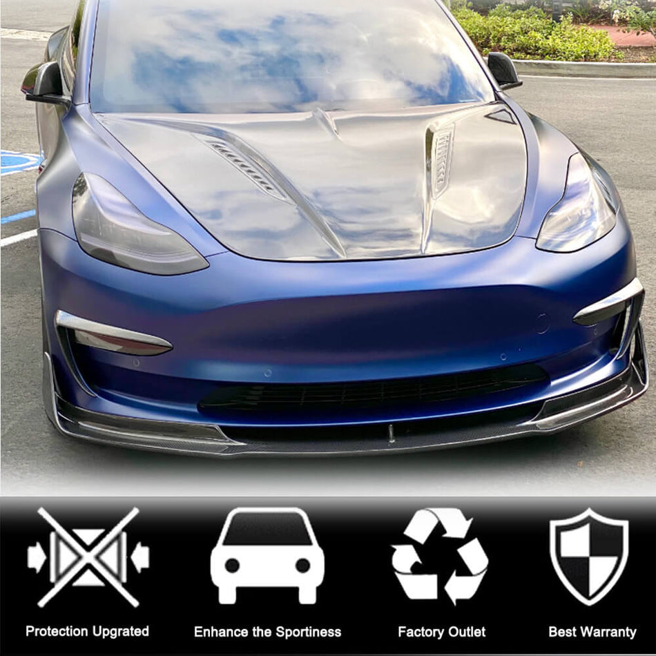 For Tesla Model 3 Carbon Fiber Front Bumper Lip Spoiler Wide Body Kit