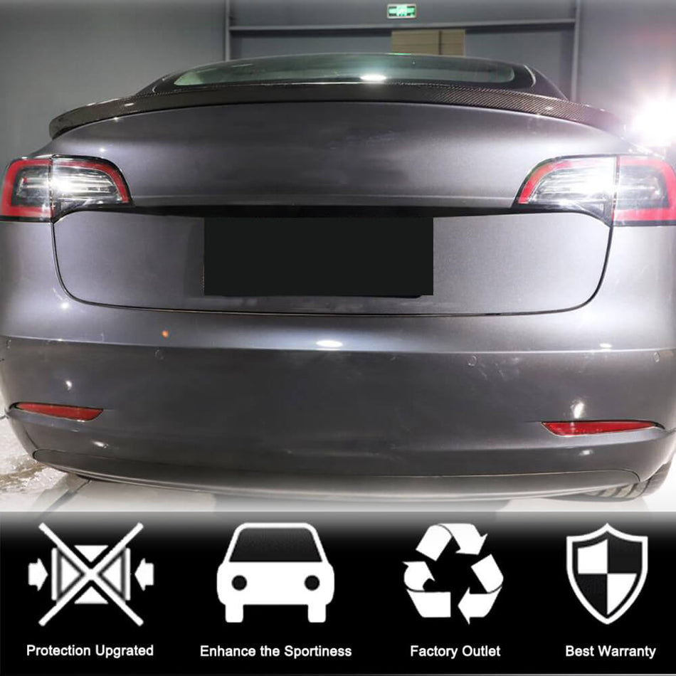 For Tesla Model 3 Carbon Fiber Rear Trunk Boot Spoiler Wing Lip Car Spoiler