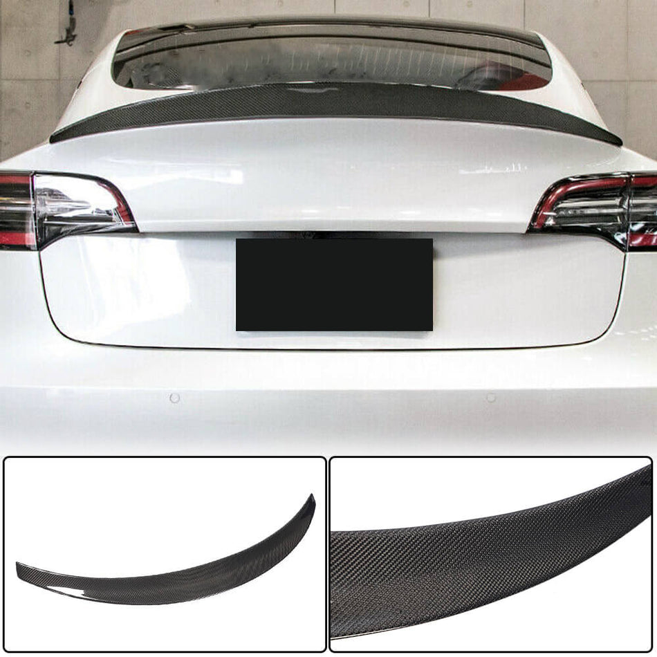 For Tesla Model 3 Carbon Fiber Rear Trunk Spoiler Boot Wing Lip