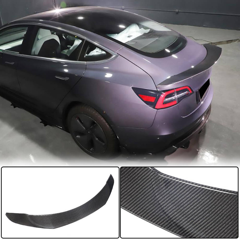 For Tesla Model 3 Carbon Fiber Rear Trunk Spoiler Boot Wing Lip Aero Bodykit