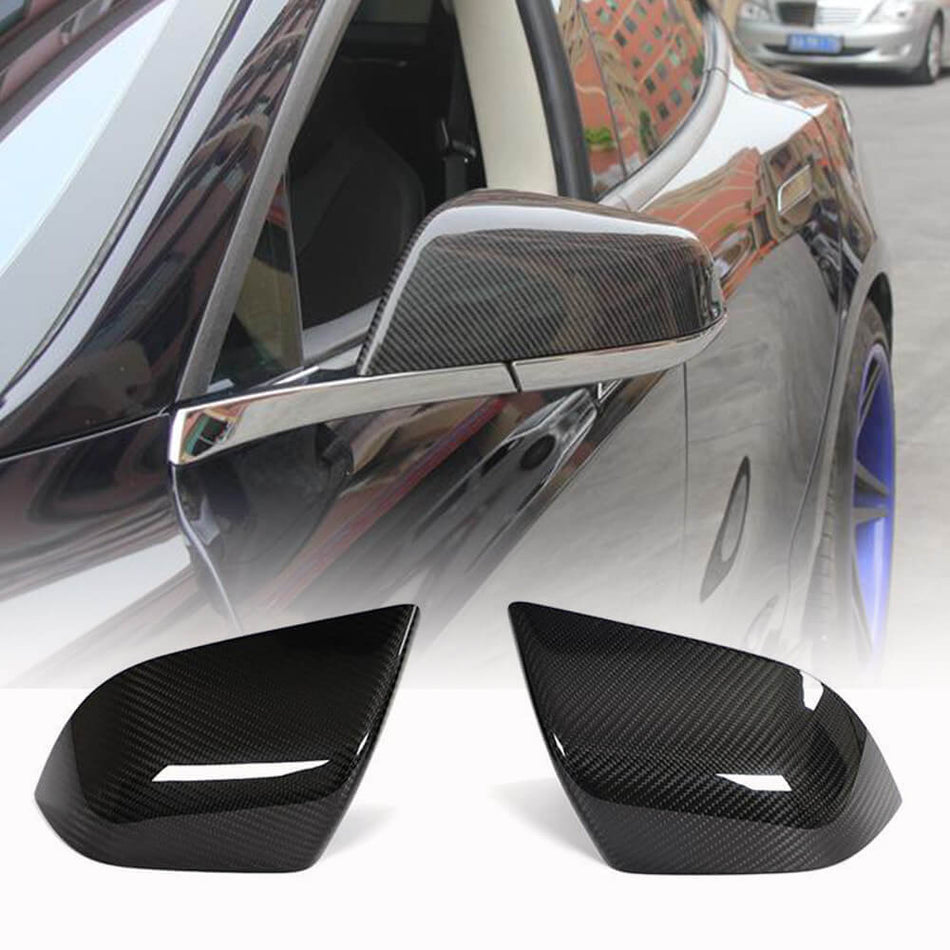 For Tesla Model 3 Dry Carbon Fiber Replacement Style Side Rearview Mirror Cover Caps Pair