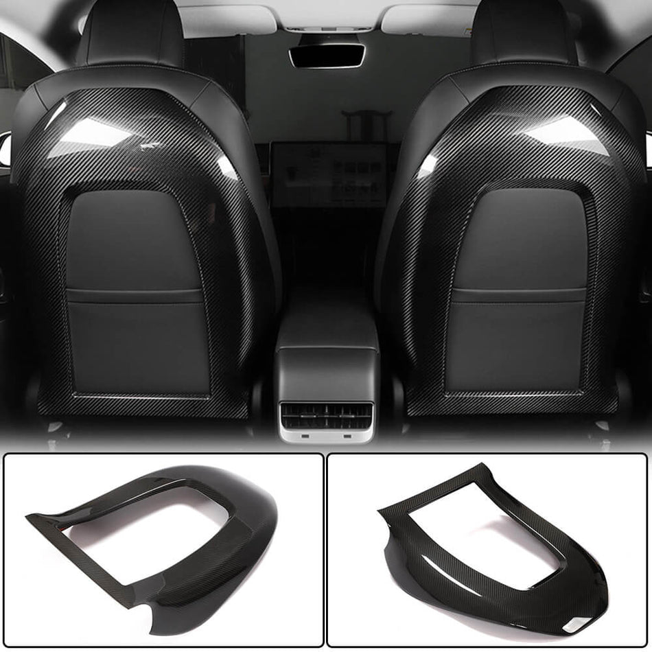 For Tesla Model 3 Dry Carbon Fiber Racing Seat Back Cover Interior Accessories 2pcs