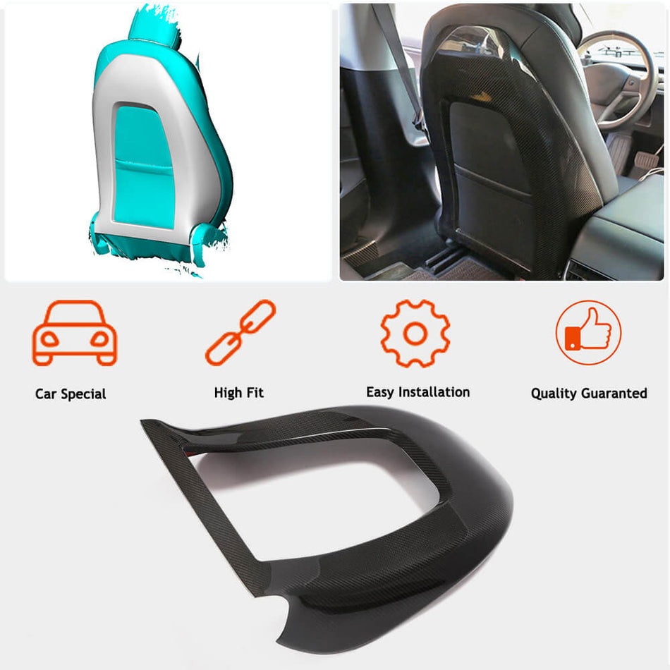 For Tesla Model 3 Dry Carbon Fiber Racing Seat Back Cover Interior Accessories 2pcs