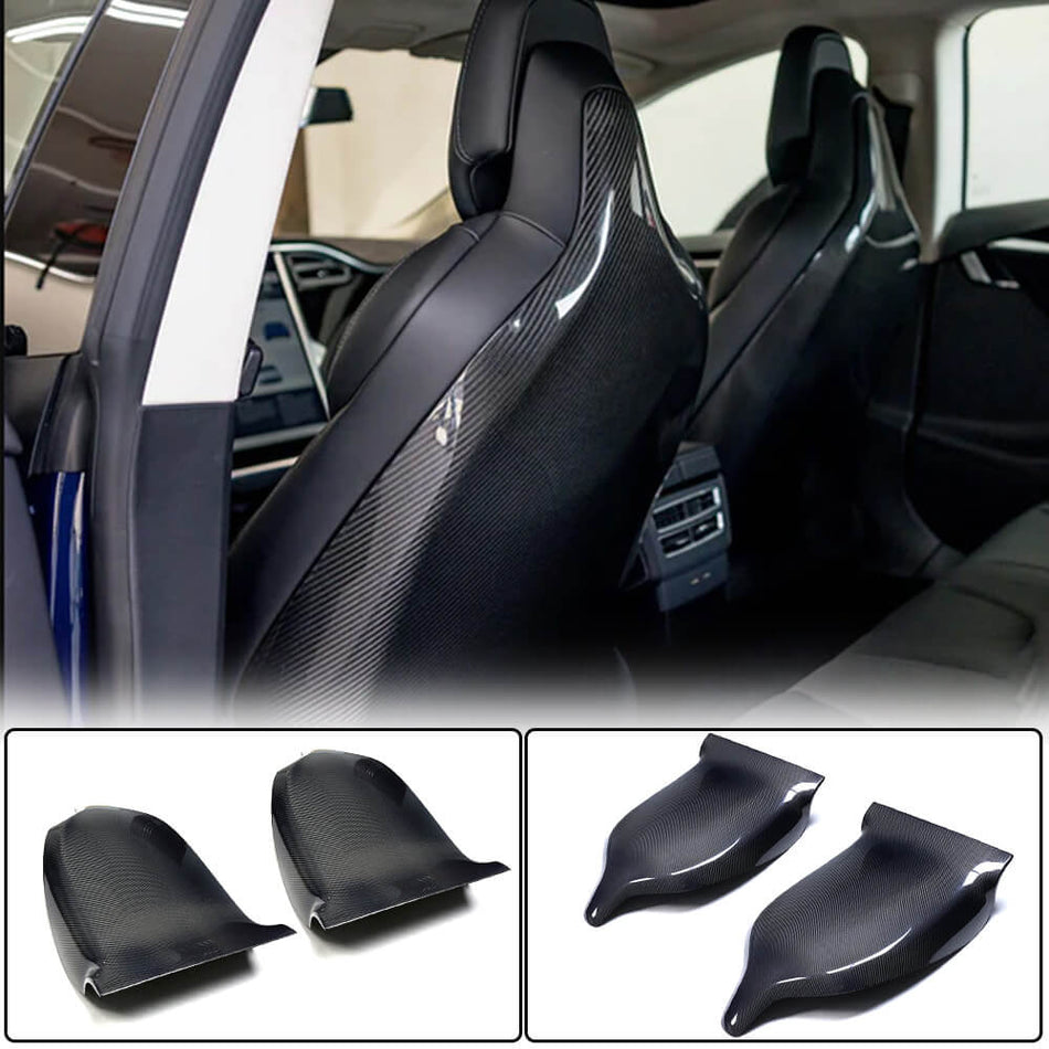 For Tesla Model S 2012-2020 Carbon Fiber Racing Front Seatback Cover Set 2pcs