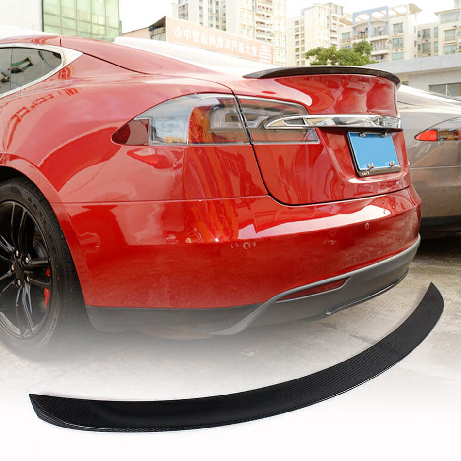 For Tesla Model S 2012-2022 Carbon Fiber Rear Trunk Spoiler Boot Wing Lip