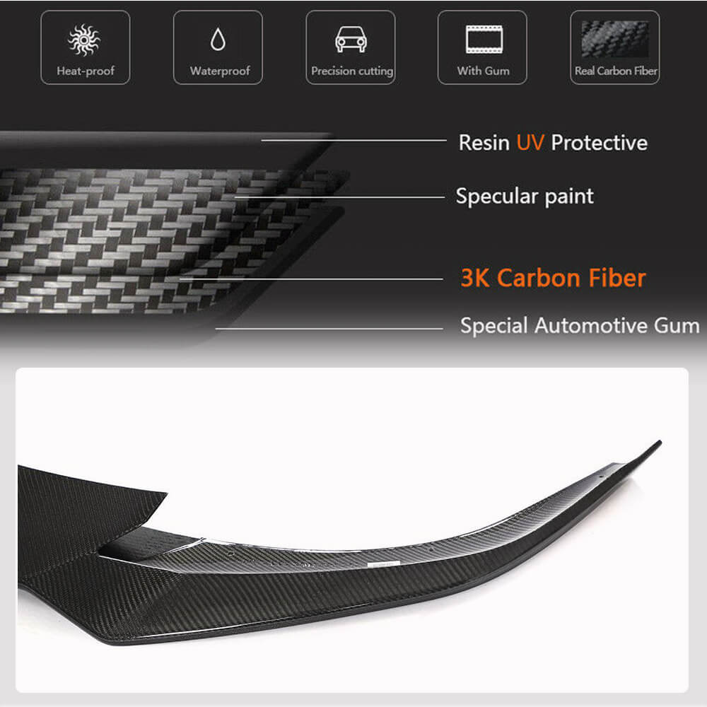 Tesla Model S Carbon Fiber Front Bumper Lip | Custom, Top Fit – Ahacarbon