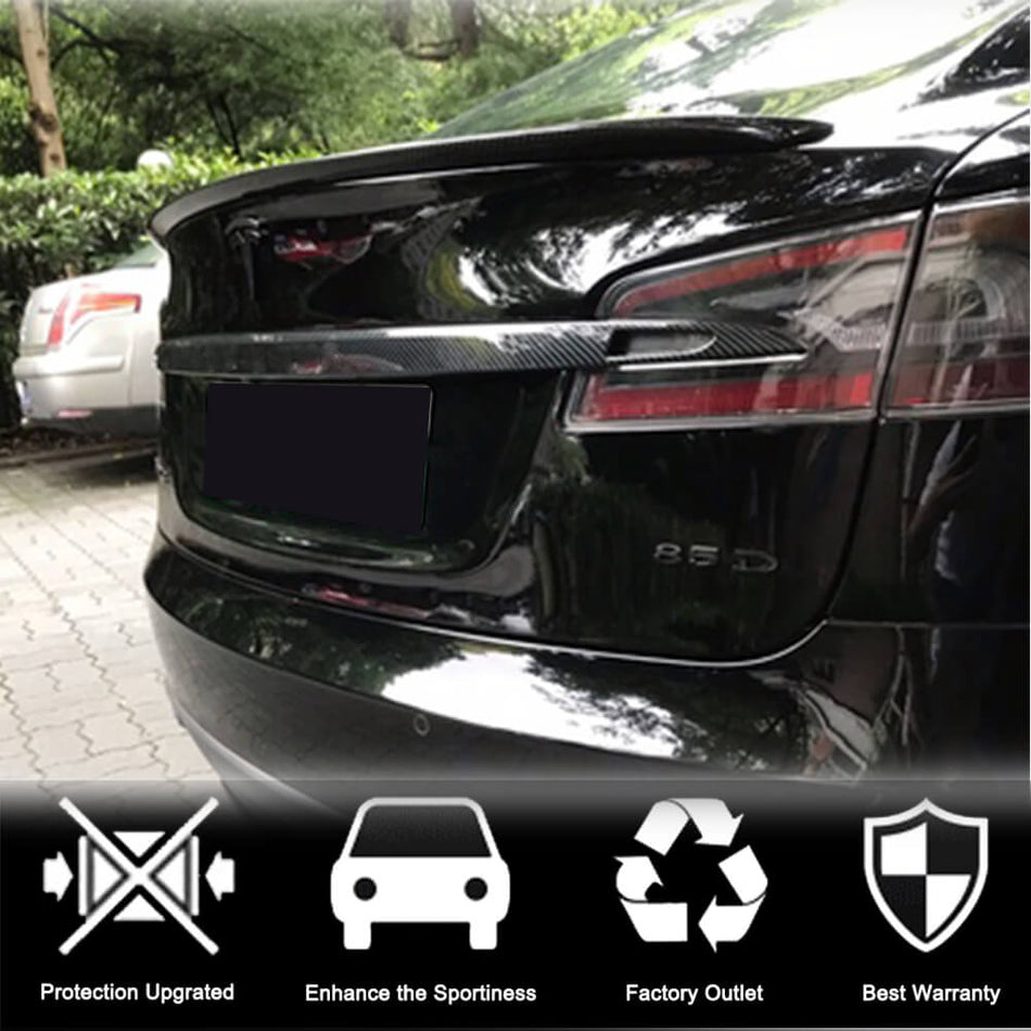 For Tesla Model S 2016-2020 Carbon Fiber Rear Tailgate Trunk Lid Tail Cover Trim