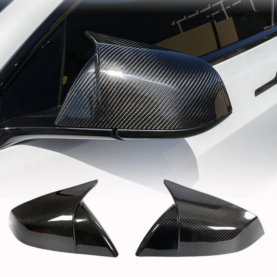 For Tesla Model S Dry Carbon Fiber Add-on Mirror Cover Rearview Caps Pair
