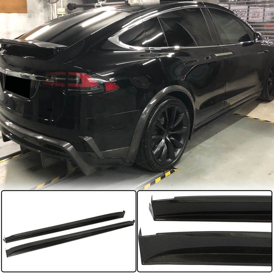 For Tesla Model X Carbon Fiber Side Skirts Door Rocker Panels Extension Lip
