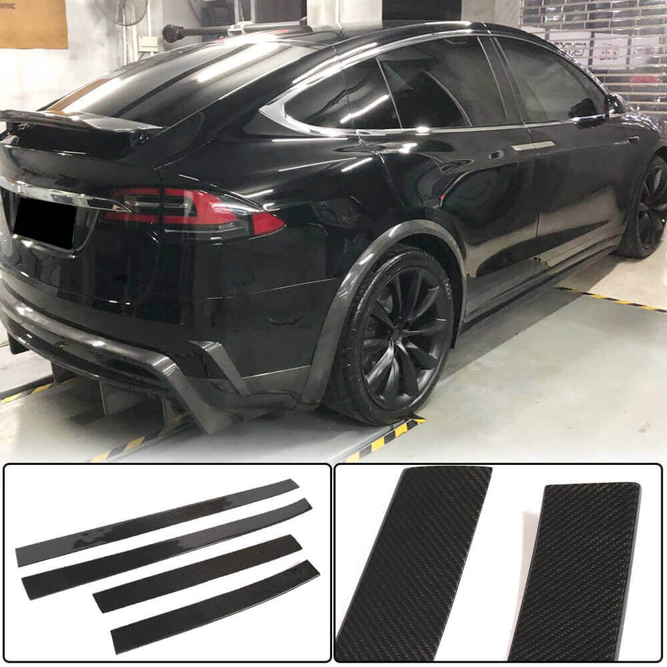 For Tesla Model X Carbon Fiber Door Trim Strip Side Skirts Extension Lip