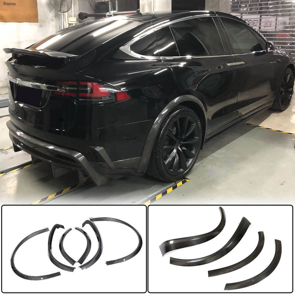 For Tesla Model X Carbon Fiber Wheel Arch Fender Flares Exterior Accessories
