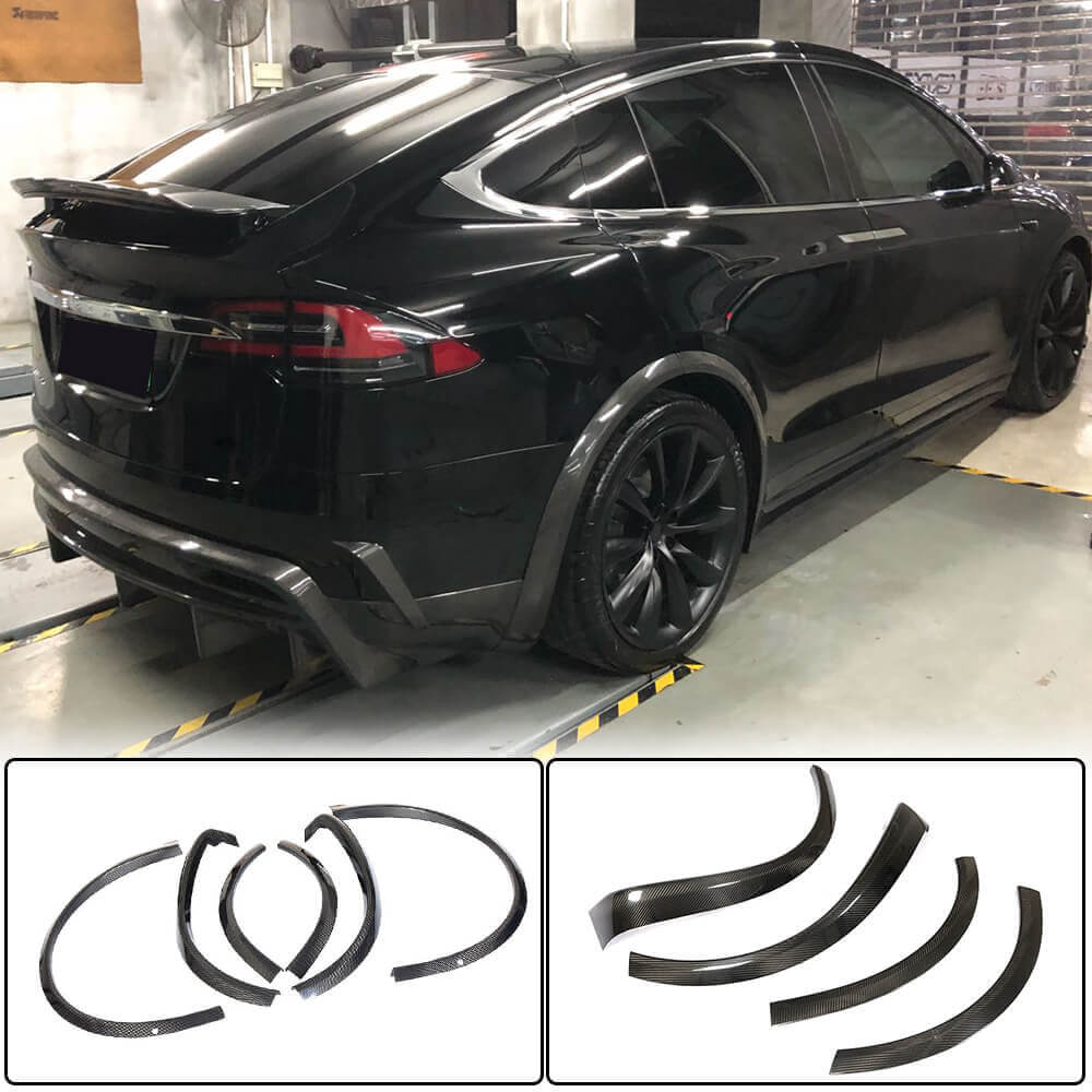 Tesla Model X Sport Utility 2016-2022 Wheel Arch Fenders Trims Carbon Fiber-Ahacarbon