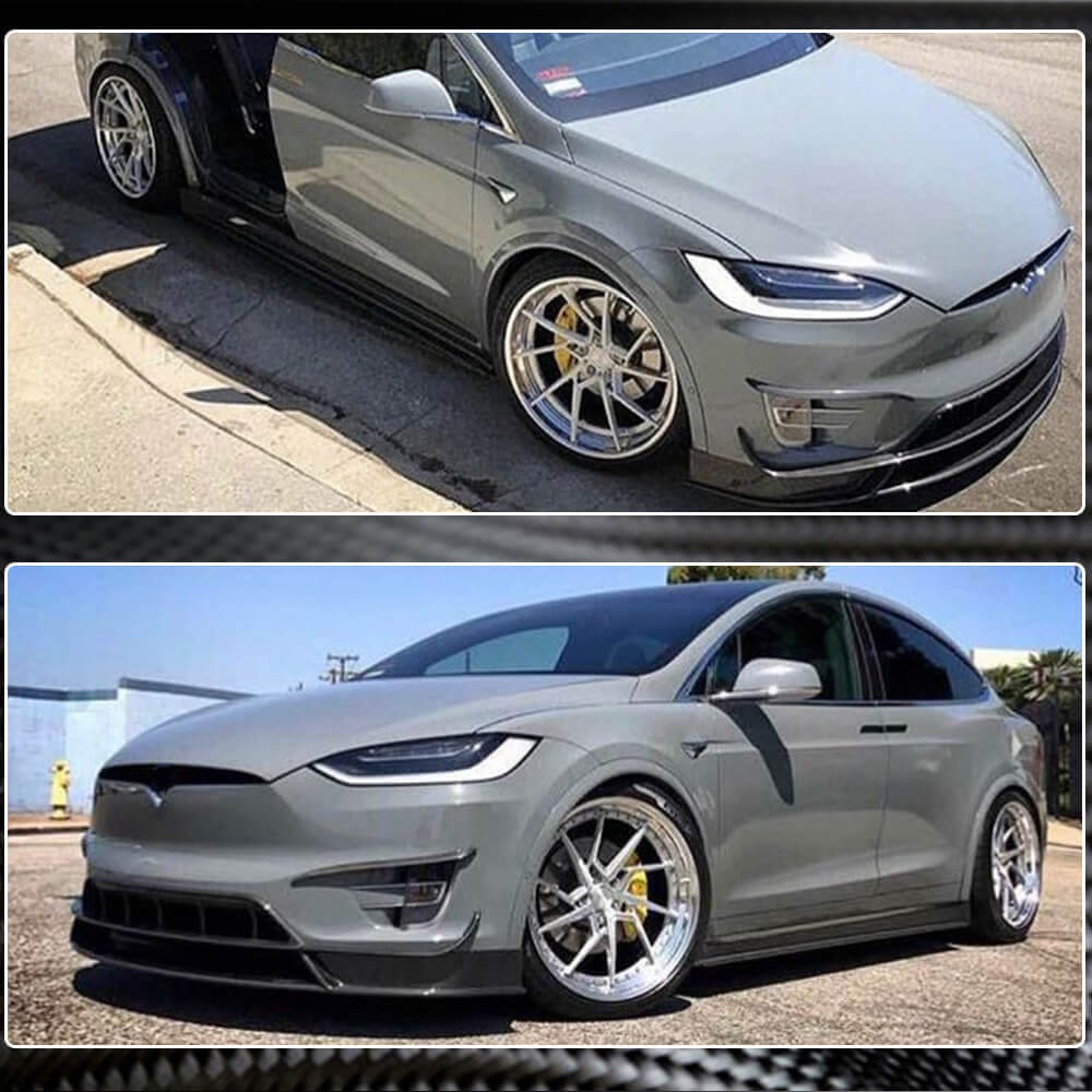 Model X Modifications Tesla Model X Sport Utility 2016-2020 Front Bumper Fins Carbon Fiber ...