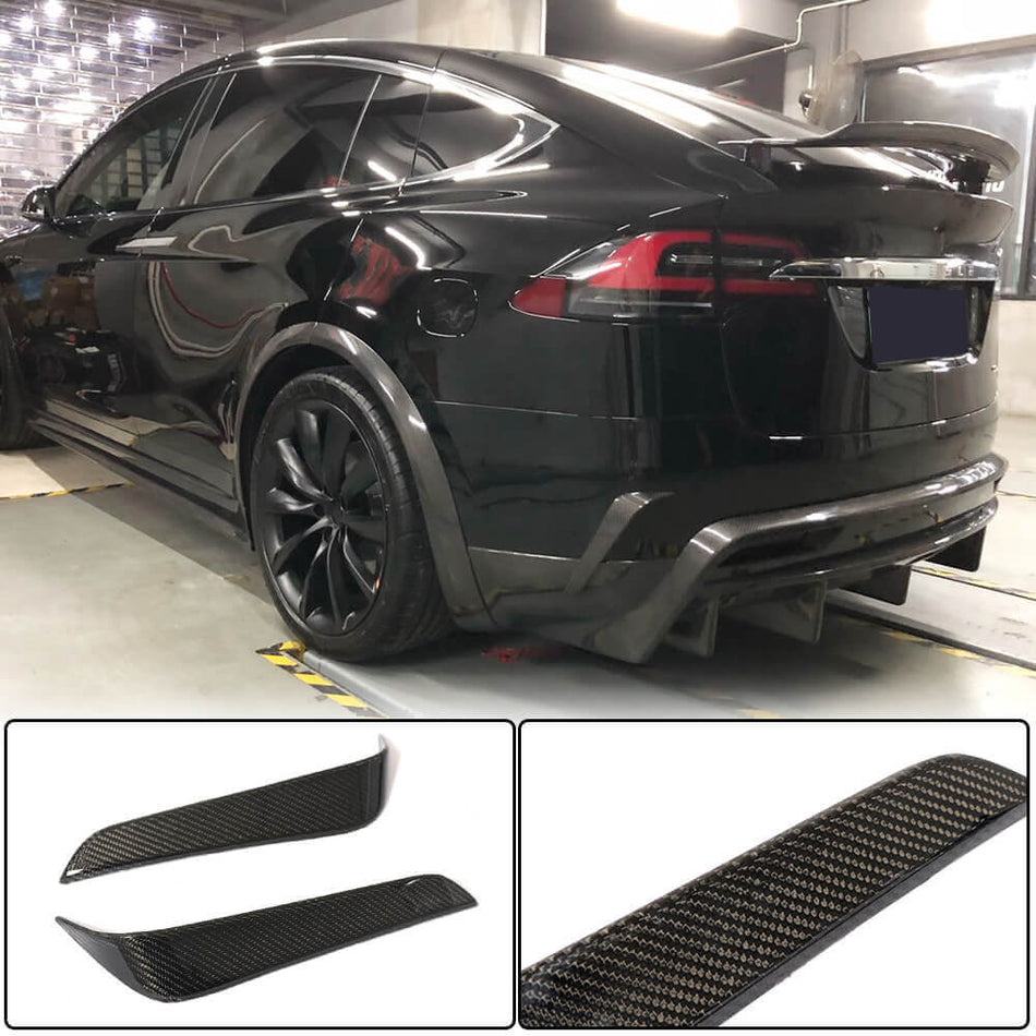 For Tesla Model X Carbon Fiber Rear Bumper Fins Air Vent Fins Canards Aero Kits