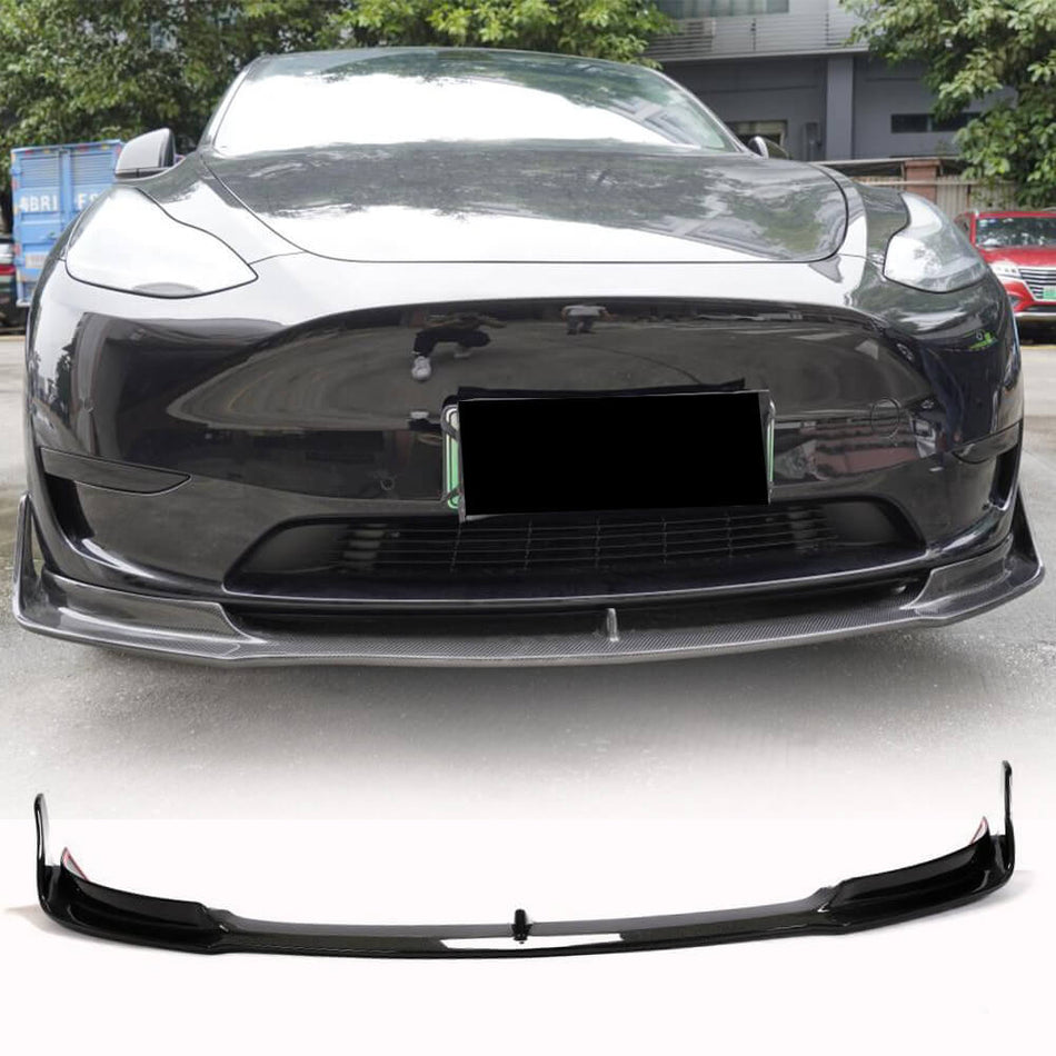For Tesla Model Y Carbon Fiber Front Bumper Lip Chin Spoiler