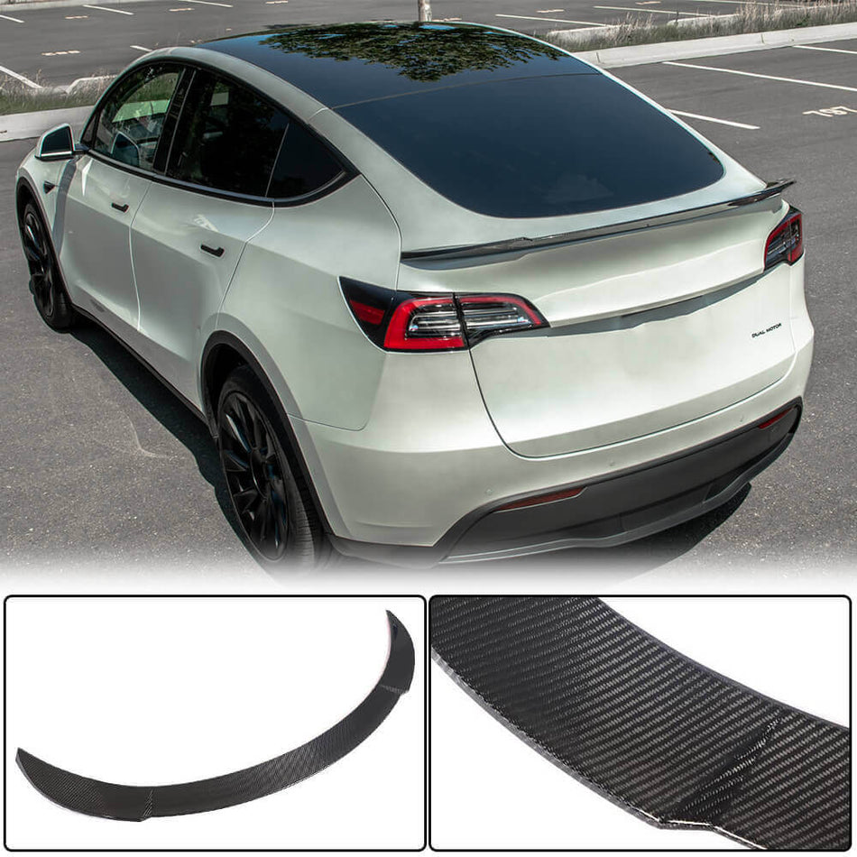 For Tesla Model Y Carbon Fiber Rear Trunk Spoiler Boot Wing Lip