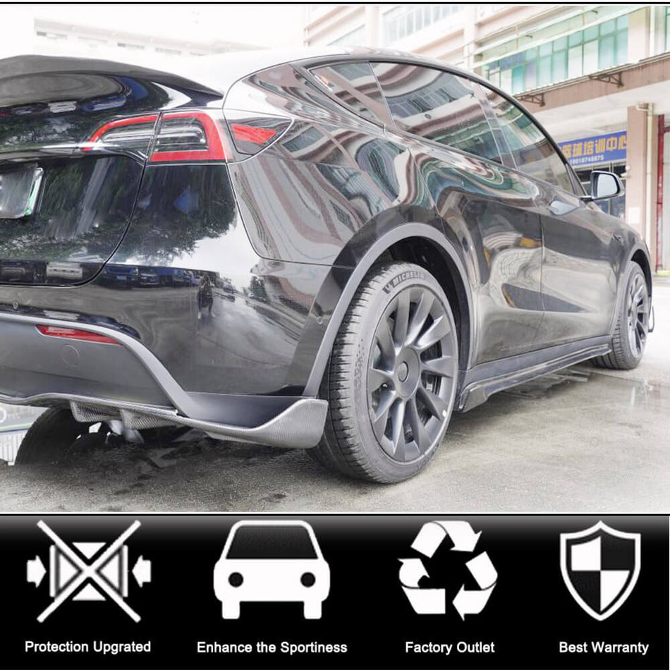 For Tesla Model Y Carbon Fiber Side Skirts Door Rocker Panels Extension Lip