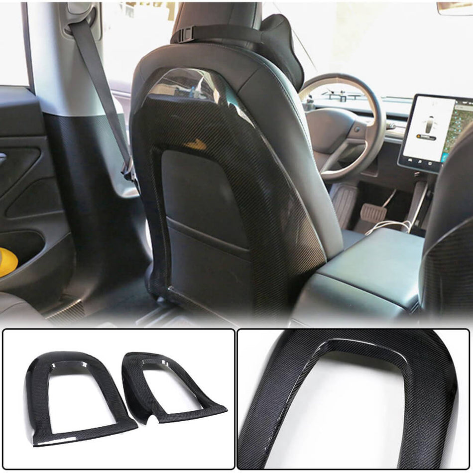 For Tesla Model Y Dry Carbon Fiber Racing Seat Back Cover