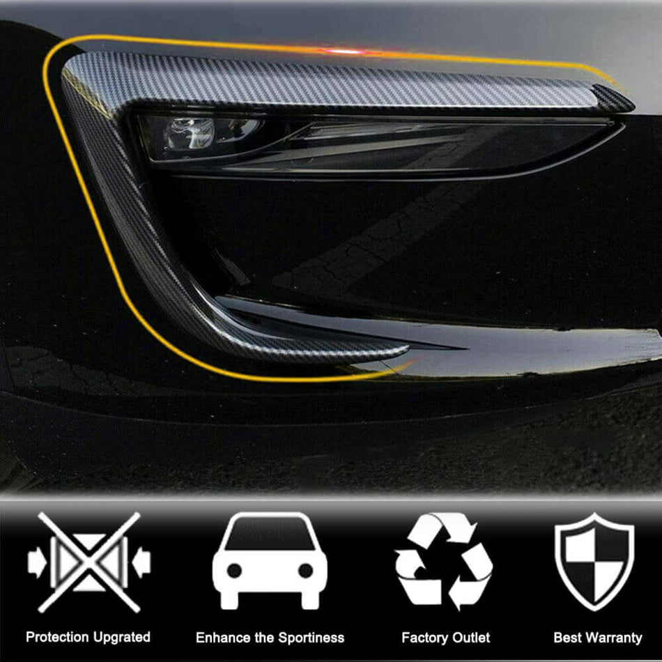 For Tesla Model Y Carbon Fiber Front Bumper Fog Light Eyebrow Air Vent Cover Trims