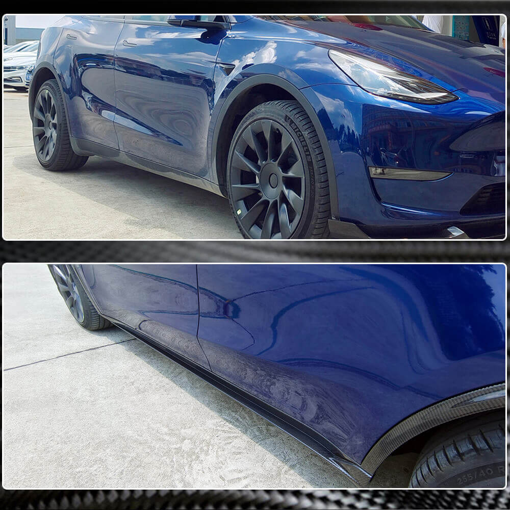Real Carbon Fiber Side Body Skirts For Tesla Model Y (2020-2025) NexaNovo