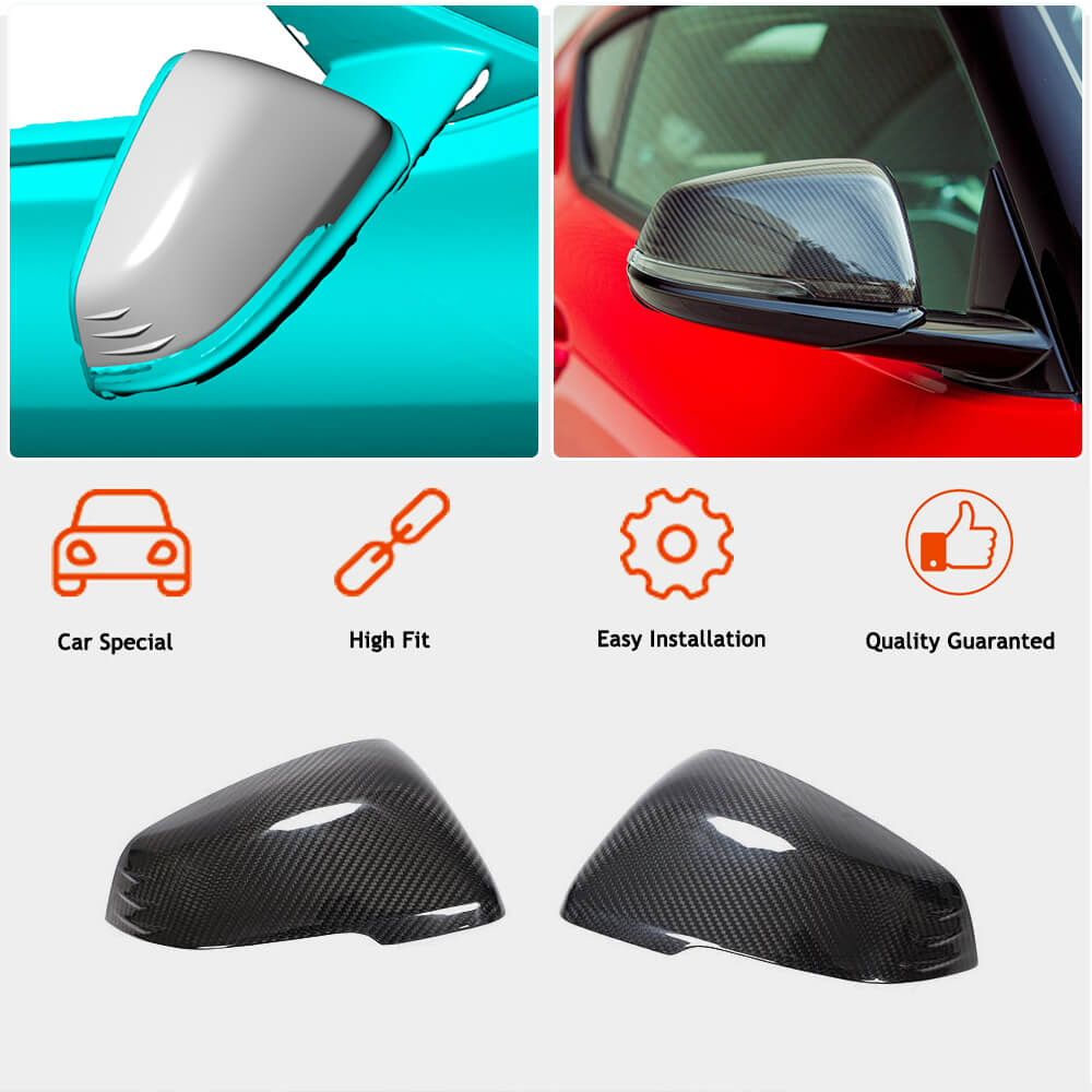 Gloss Black Carbon Fiber Rearview Mirror Cover Side Caps For BMW E85 Z4 2002-2008 – 2Pcs Self-Adhesive