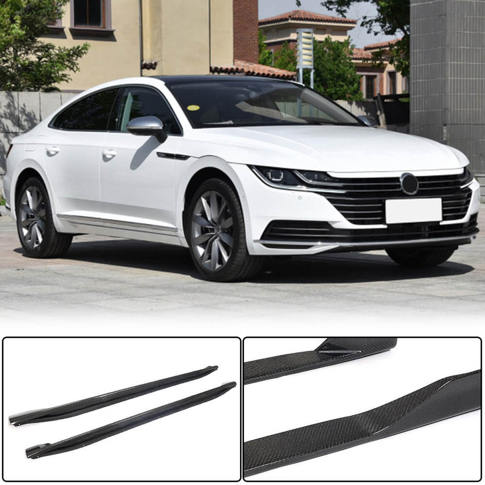 For Volkswagen VW Arteon CC Carbon Fiber Side Skirts Door Rocker Panels Extension Lip