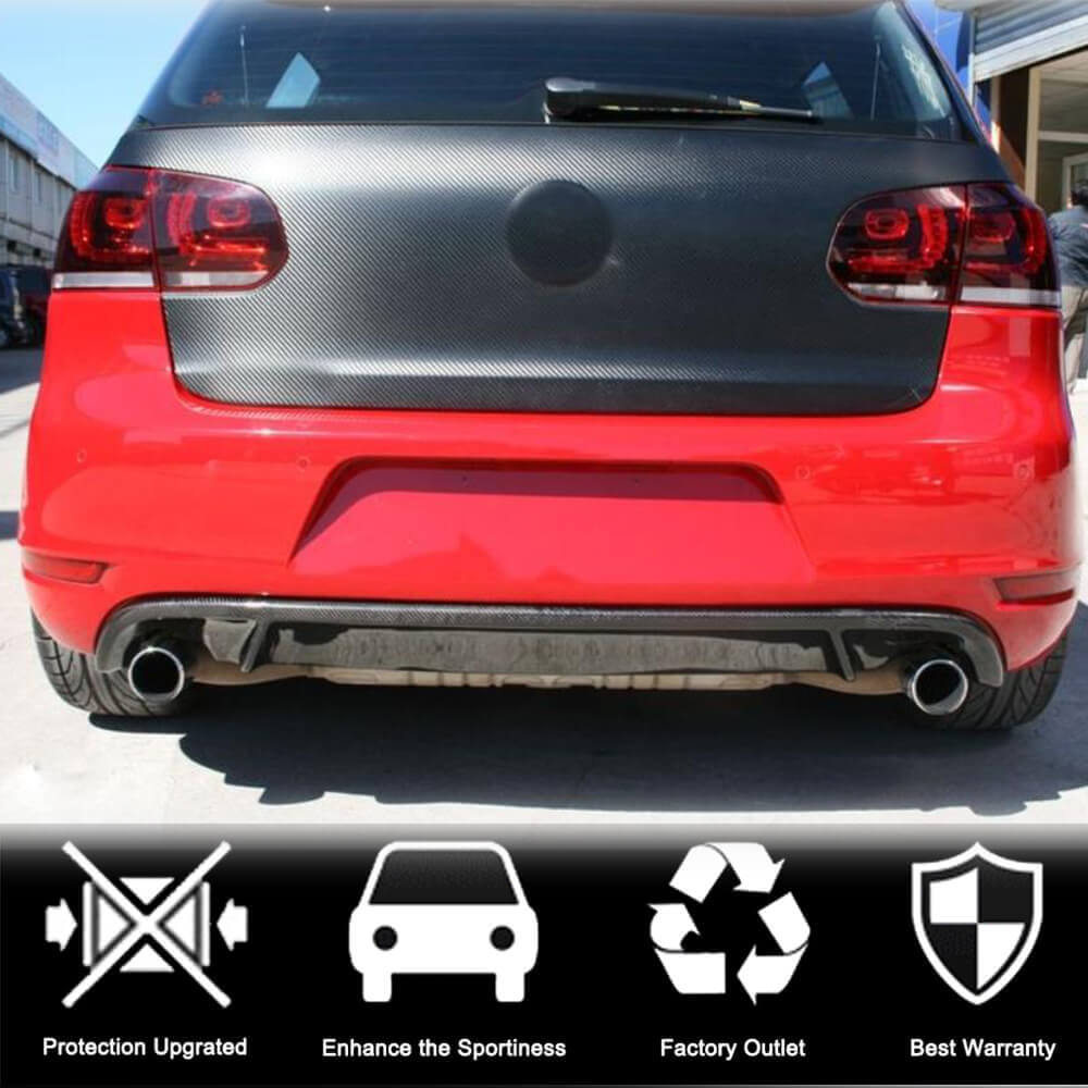 Volkswagen VW Golf 6 MK6 GTI Carbon Fiber Rear Diffuser Bumper Valance