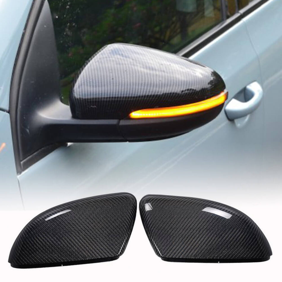 For Volkswagen VW Golf 6 MK6 GTI R R20 Carbon Fiber Side Rearview Mirror Cover Caps Pair