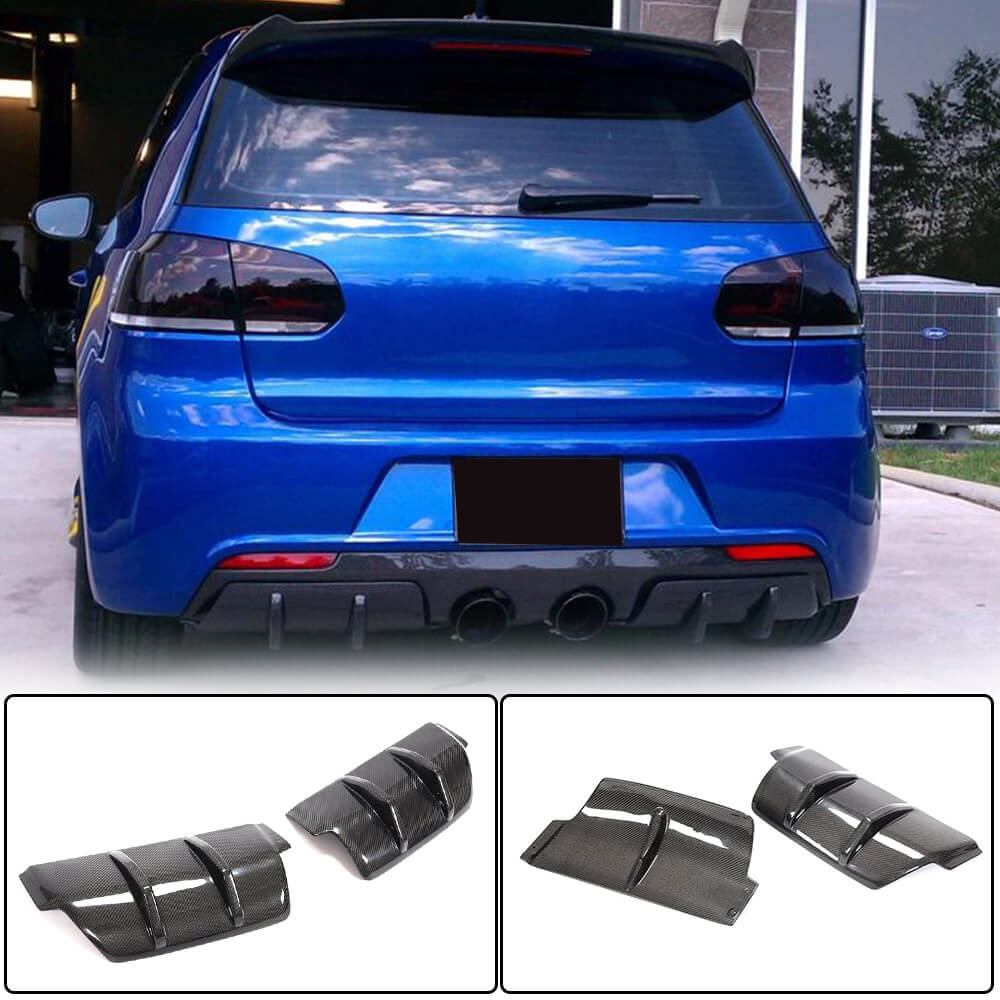 Volkswagen Golf 6 R R20 Carbon Fiber Rear Bumper Diffuser Cover Trims