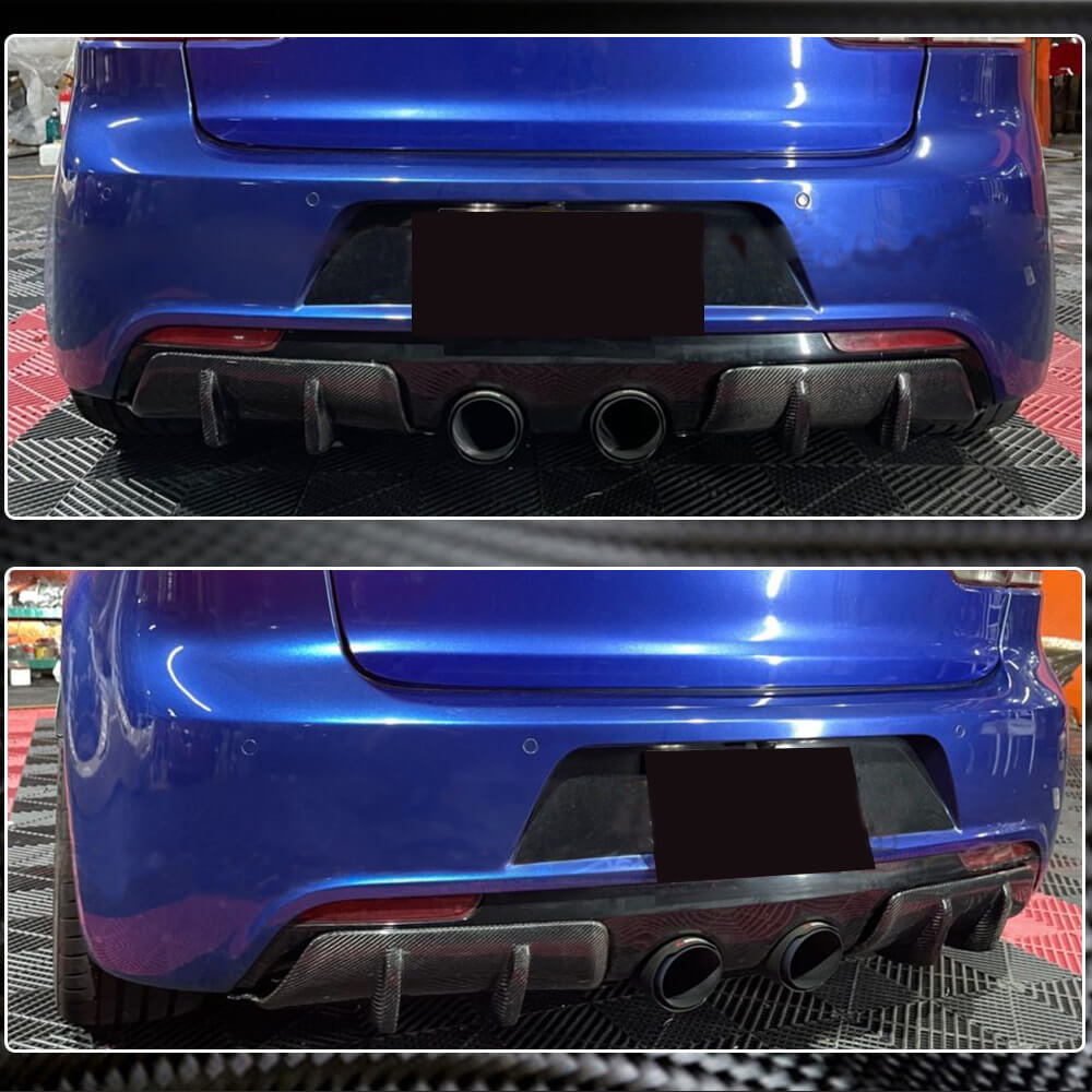 Volkswagen Golf 6 R R20 Carbon Fiber Rear Bumper Diffuser Cover Trims ...