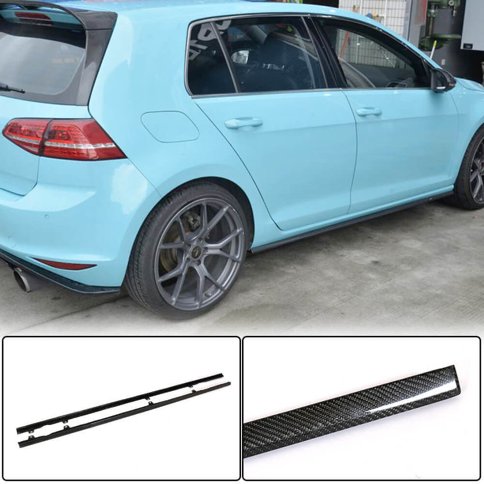 For Volkswagen VW Golf 7.5 MK7.5 R R-Line Carbon Fiber Side Skirts Door Rocker Panels Extension Lip