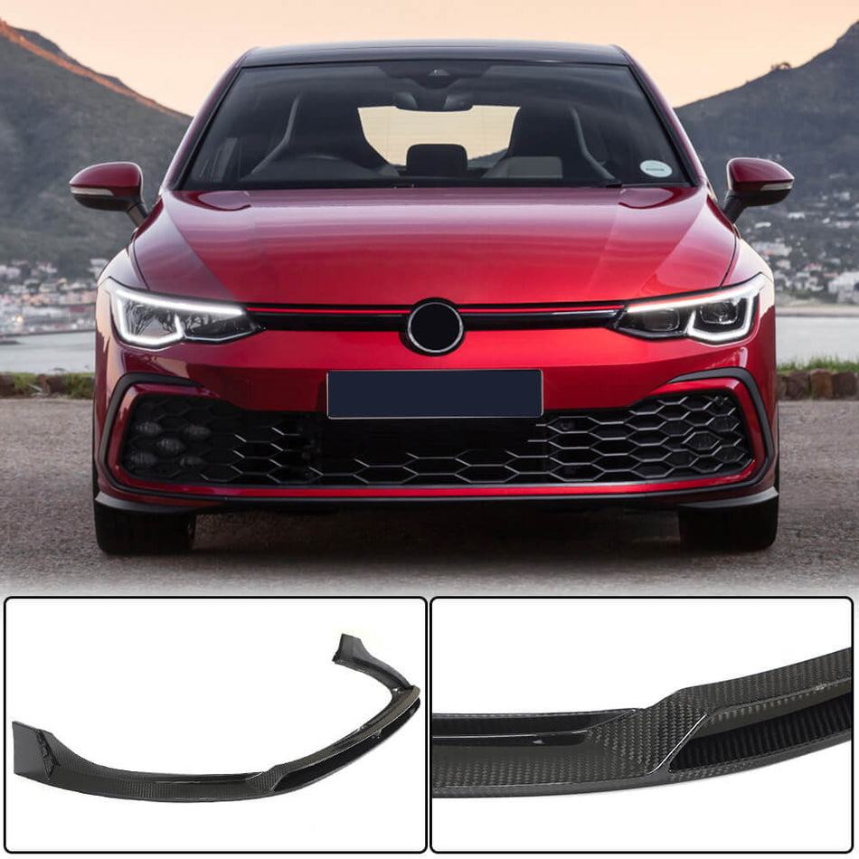For Volkswagen VW Golf 8 MK8 GTI Dry Carbon Fiber Front Bumper Lip Spoiler Wide Body Kit