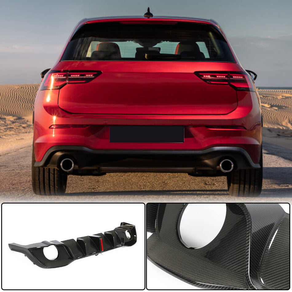 For Volkswagen VW Golf 8 MK8 GTI Dry Carbon Fiber Rear Bumper Diffuser Valance Lip