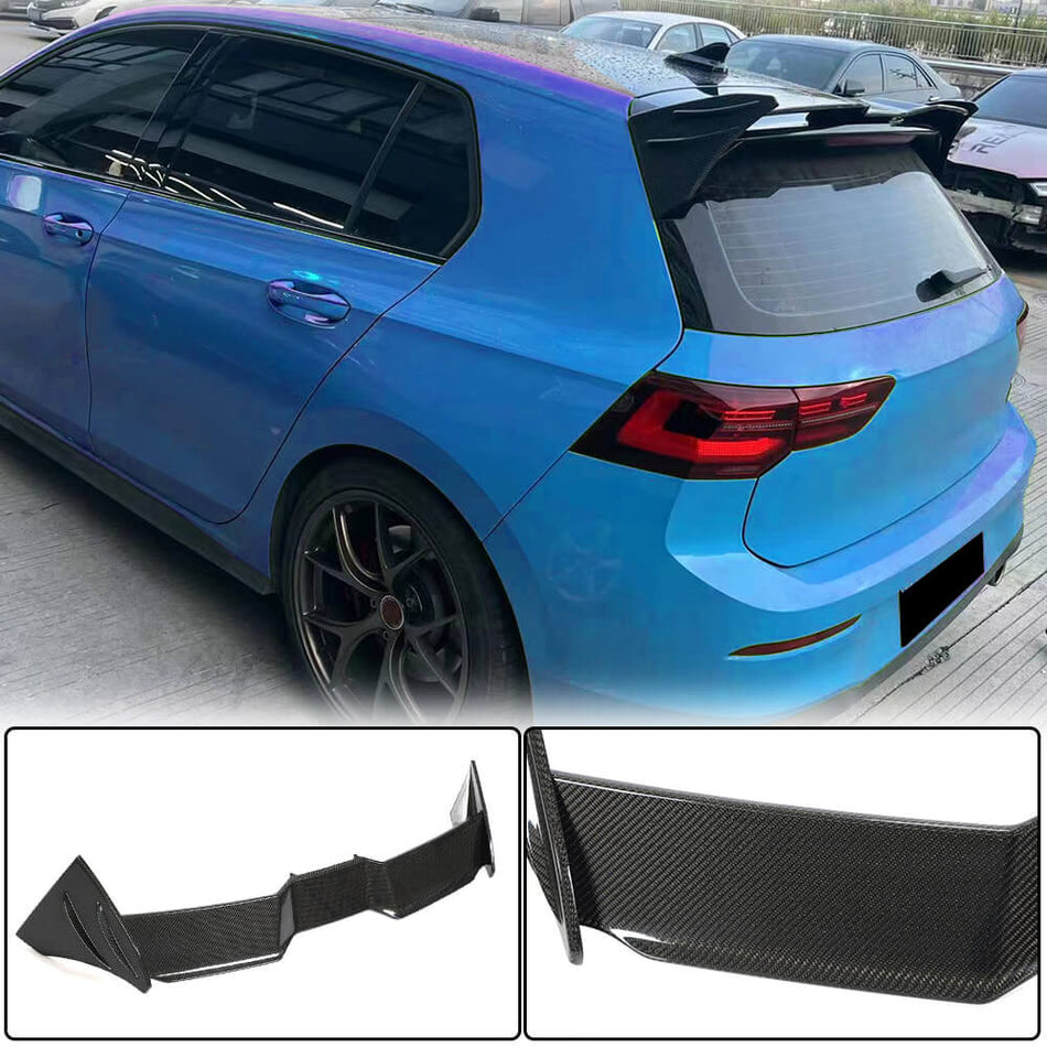 For Volkswagen VW Golf 8 MK8 GTI R Carbon Fiber Rear Roof Spoiler Window Wing Lip