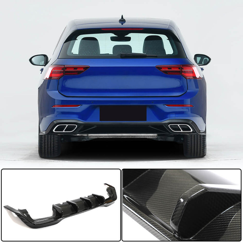 For Volkswagen VW Golf 8 MK8 R Dry Carbon Fiber Rear Bumper Diffuser Valance Lip