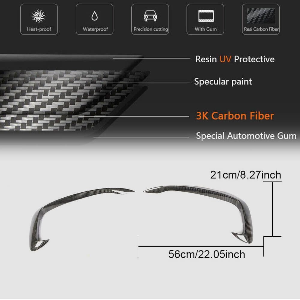 Audi A5 S5 B8.5 front bumper vent fins dimensions and carbon fiber detail