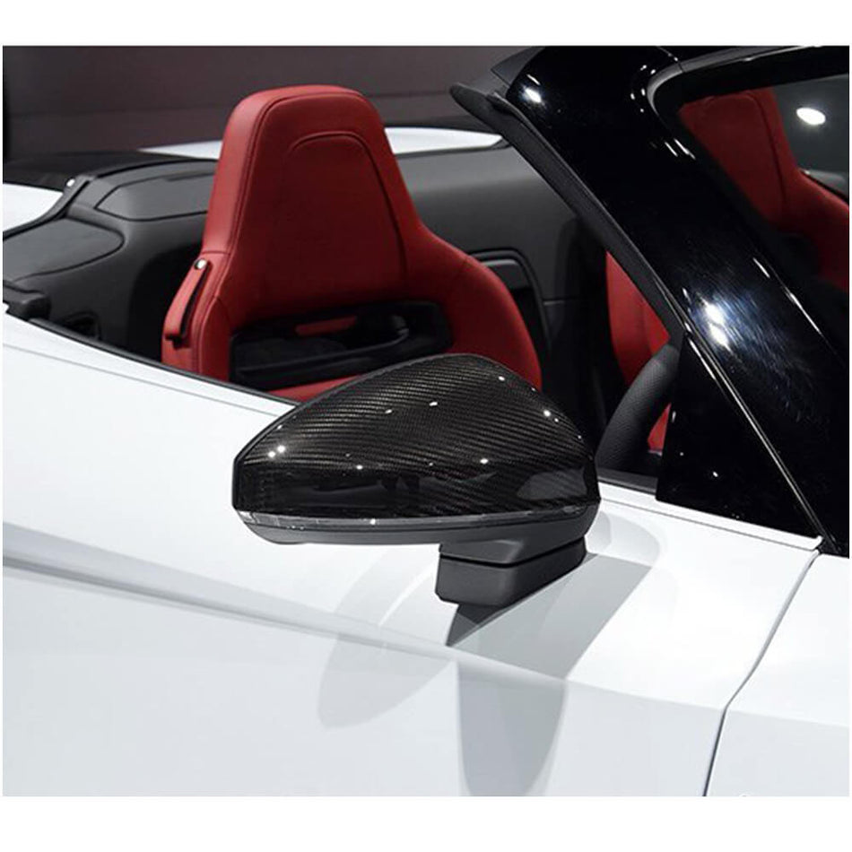 Audi dry carbon fiber add-on mirror covers installed view