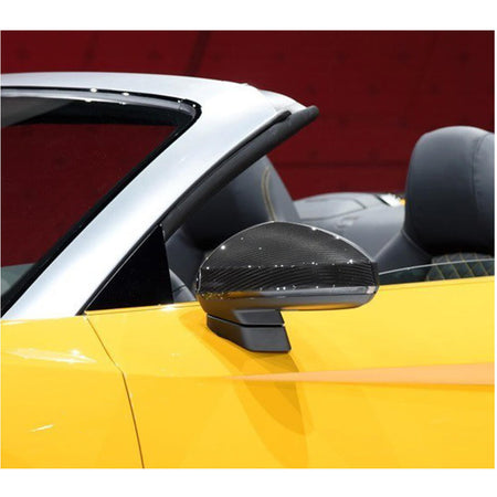 Audi dry carbon fiber mirror covers installed side view