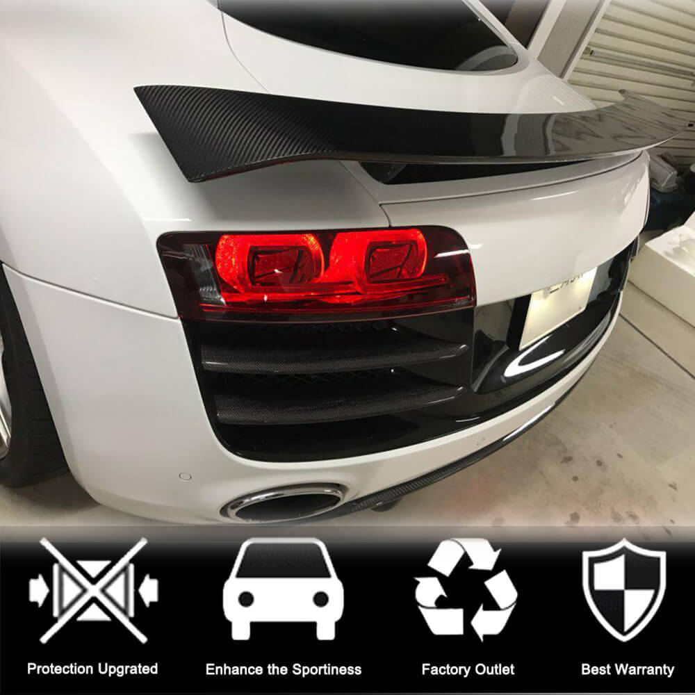 Audi R8 Gen1 carbon fiber rear spoiler installed on vehicle