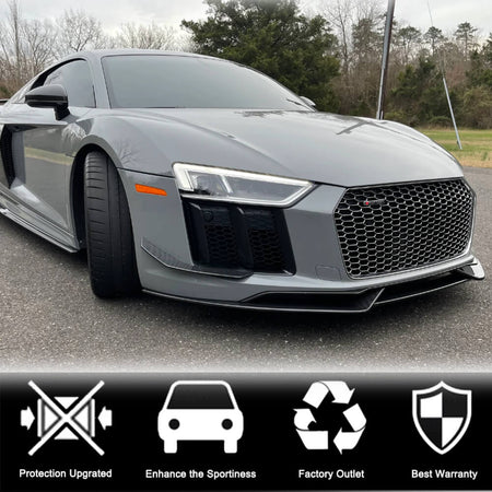 Audi R8 Gen2 carbon fiber front lip installed on vehicle