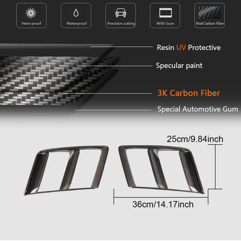 Audi R8 Gen2 dry carbon fiber front air vent dimensions and weave detail