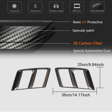 Audi R8 Gen2 dry carbon fiber front air vent dimensions and weave detail