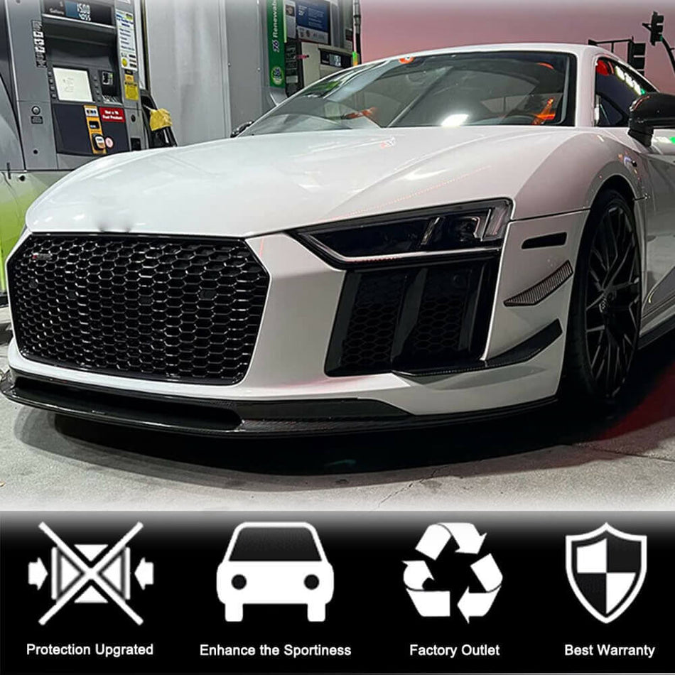 Audi R8 Gen2 dry carbon fiber front lip installed front view