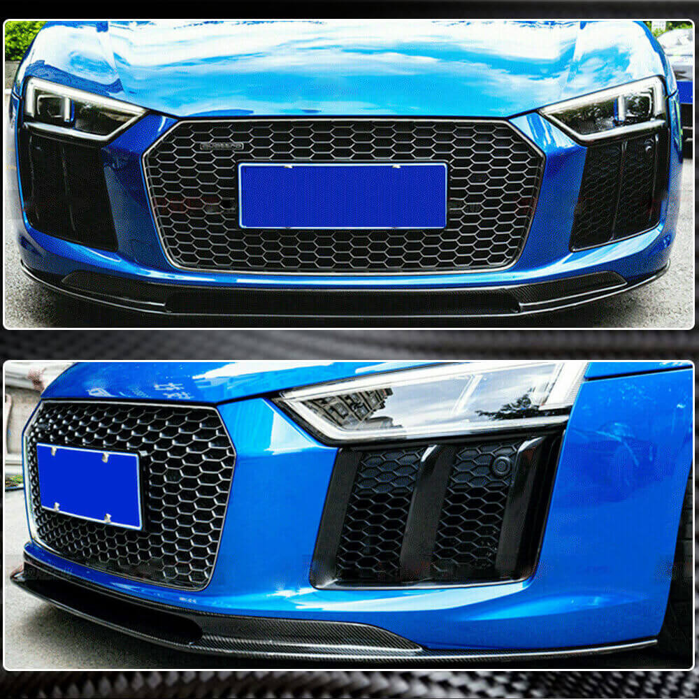 Audi R8 Type 4S dry carbon front bumper lip installed view