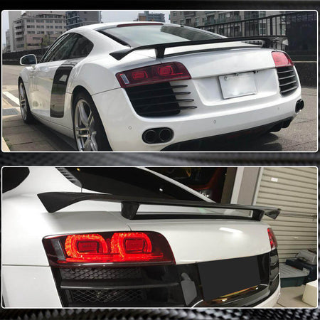 Audi R8 V8 V10 carbon fiber rear spoiler fitment example