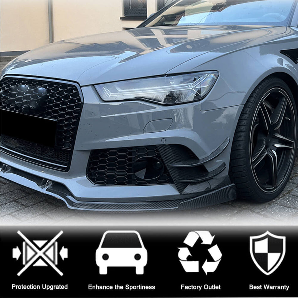 Audi RS6 C7 front bumper air vent canards installed close up
