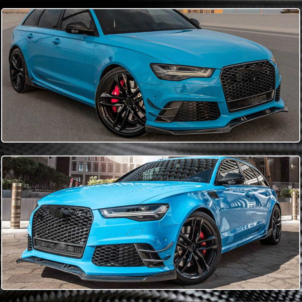 Audi RS6 RS7 C7 carbon fiber canards installed front bumper views