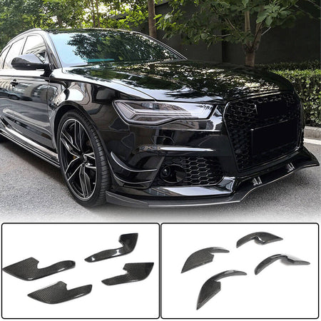 Audi RS6 RS7 C7 carbon fiber front bumper canards installed with product kit